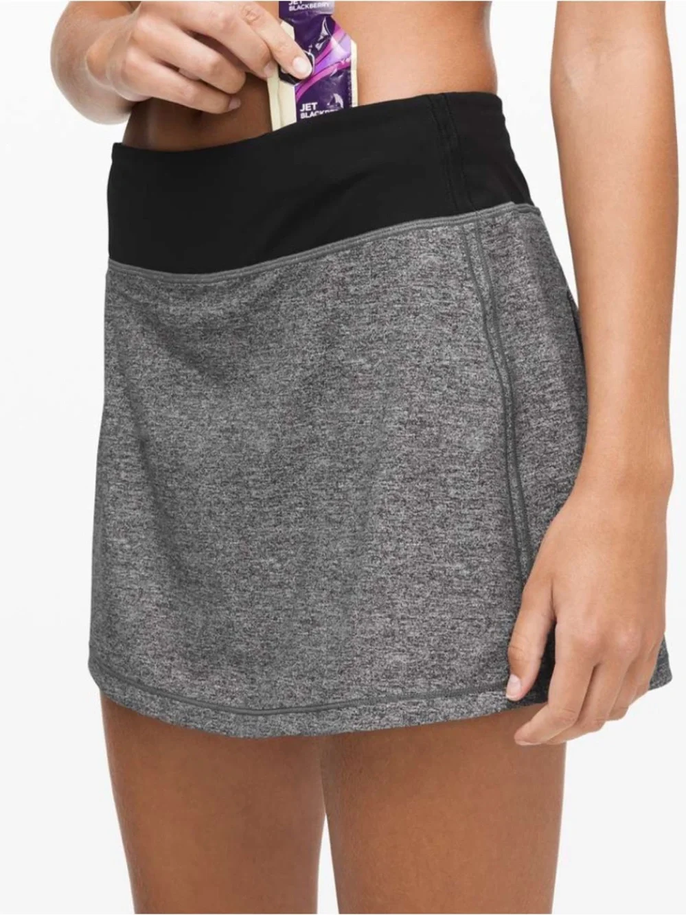 lululemon athletica Heather Gray Skater Skirt with Black Waistband - Picture 2 of 9